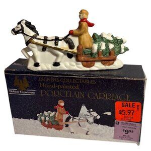 Dickens Collectables Horse Carriage Pulling Christmas Tree Village Accessory